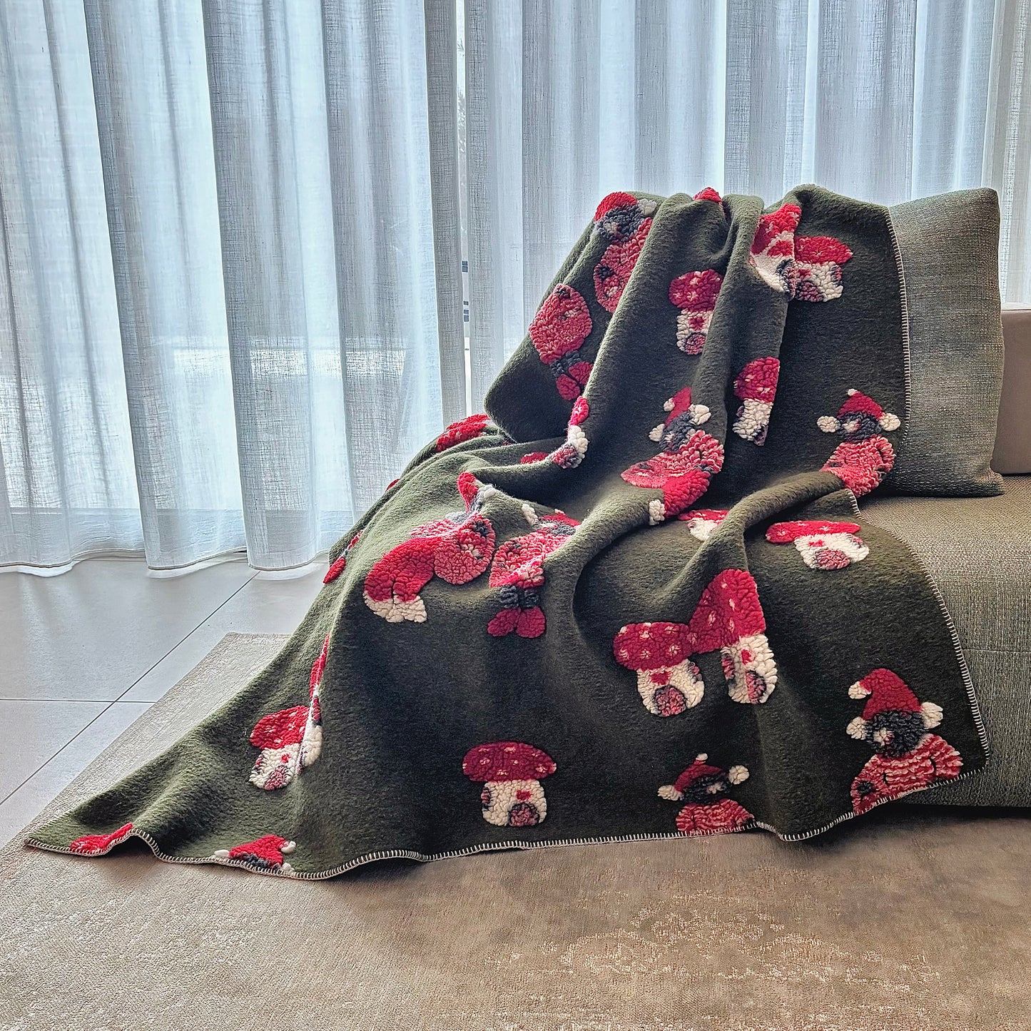 COPERTA LANA MUSCHIO "FUNGHI"