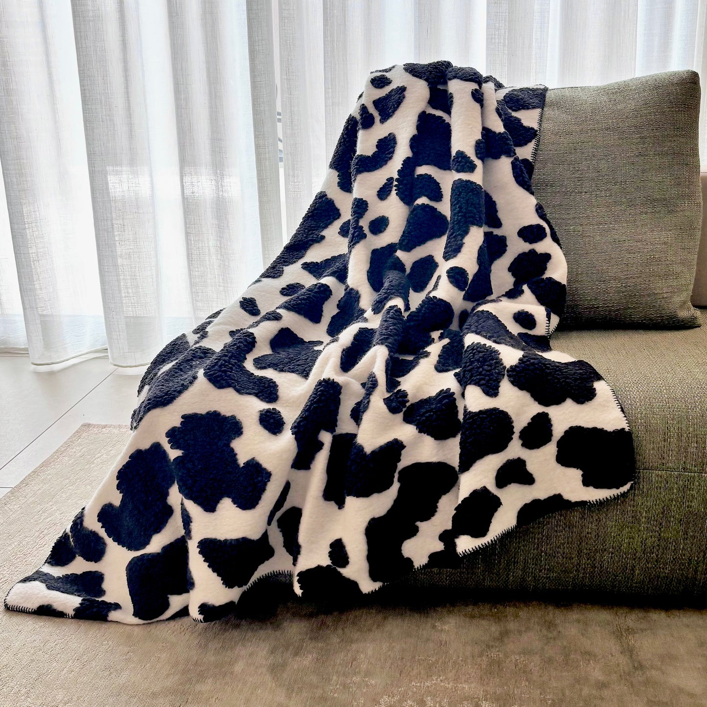 COPERTA LANA MUCCA NERO