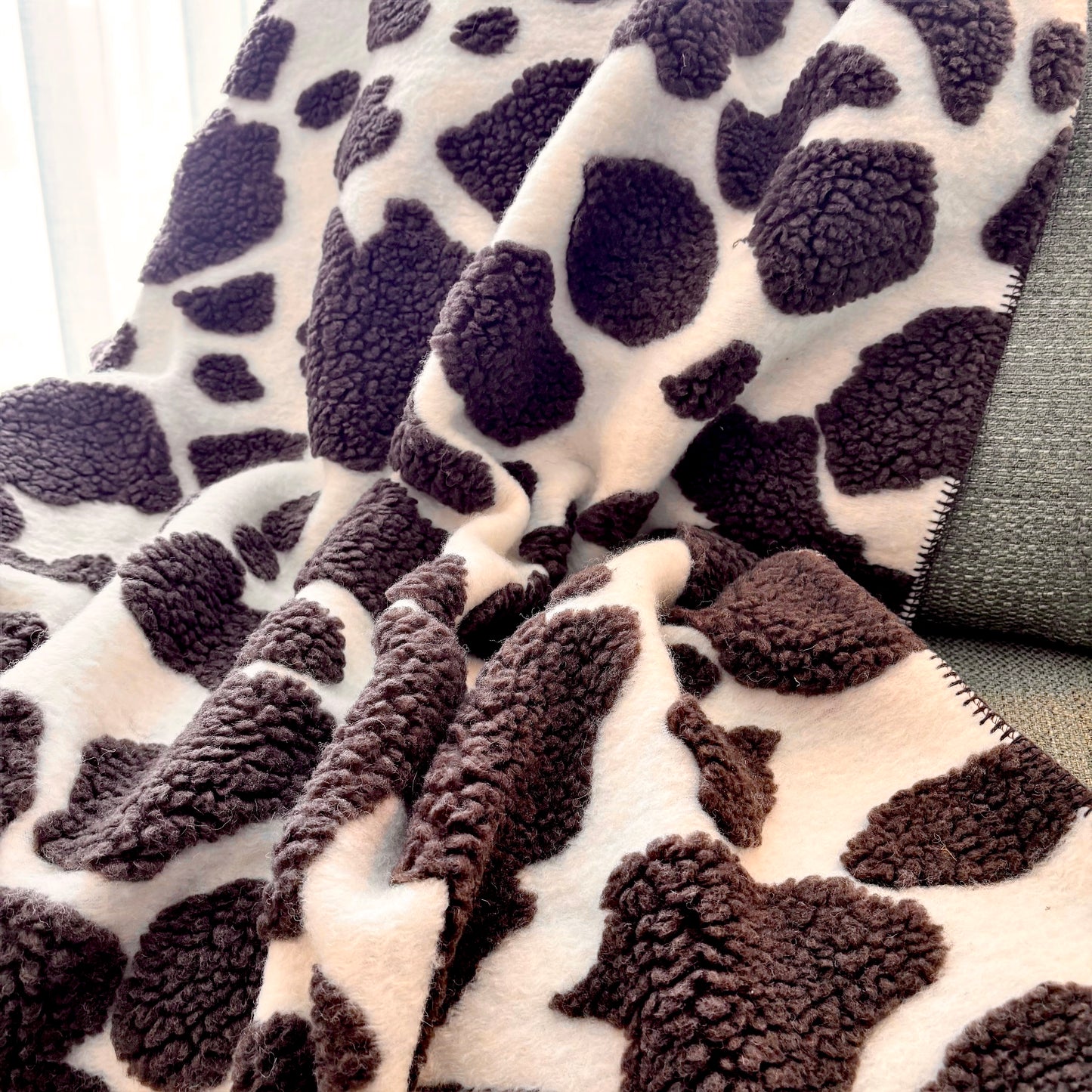 COPERTA LANA MUCCA MARRONE