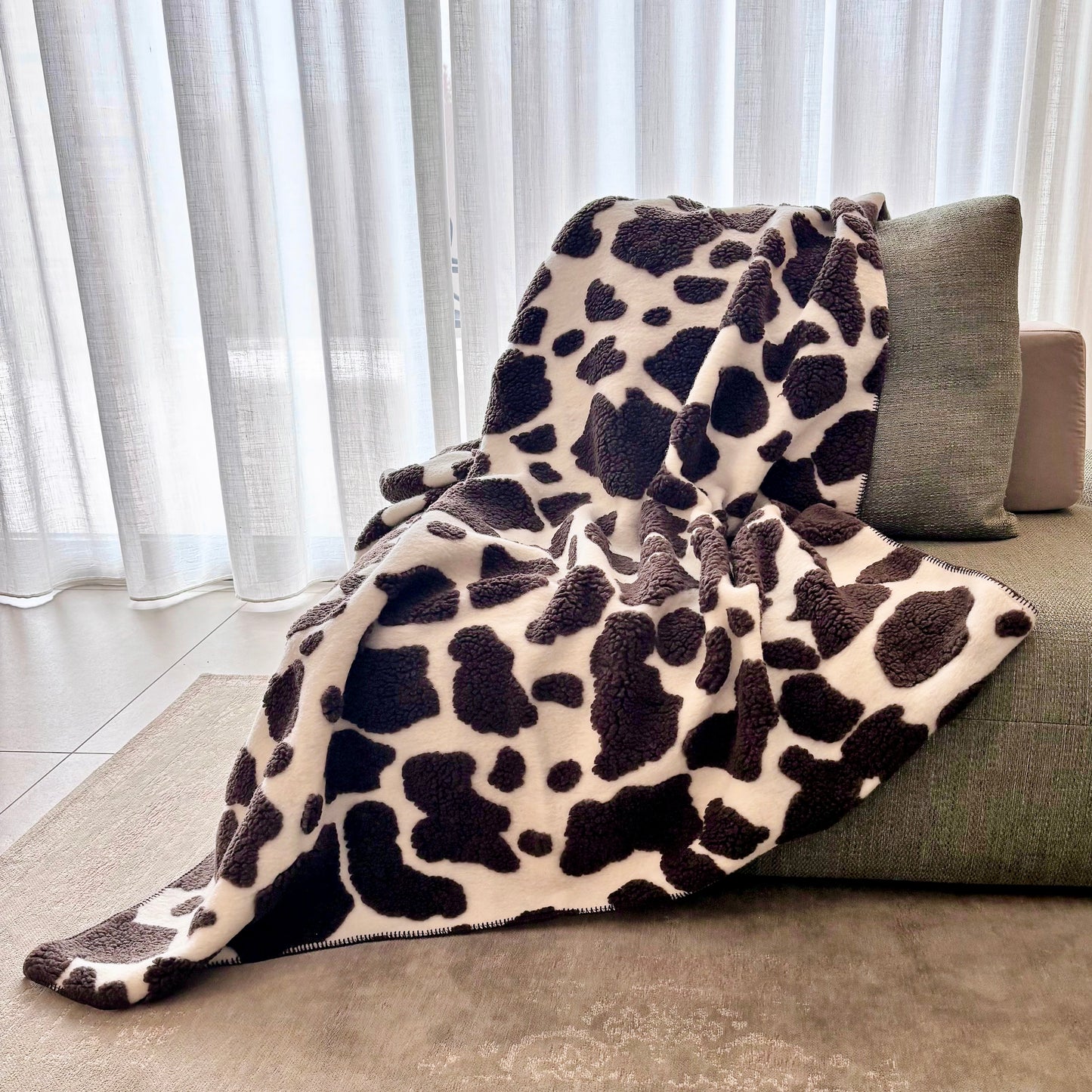 COPERTA LANA MUCCA MARRONE
